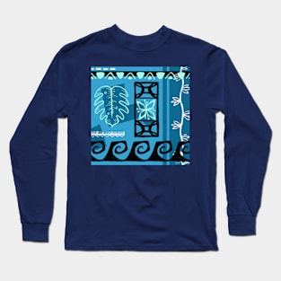 Aqua Hawaiian Patterns Long Sleeve T-Shirt